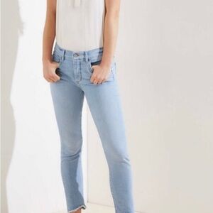 Loft Curvy Skinny Crop Jeans for Women with frayed edges, size 10